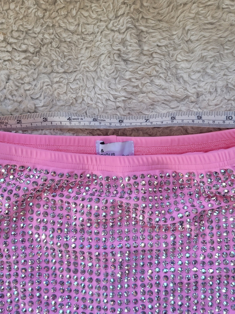 Hot & Delicious Showstopper Rhinestones High Waisted Shorts Pink Small - Picture 4 of 7
